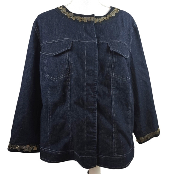 Focus 2000 Beaded Jeans Jacket in 18W - Picture 1 of 8